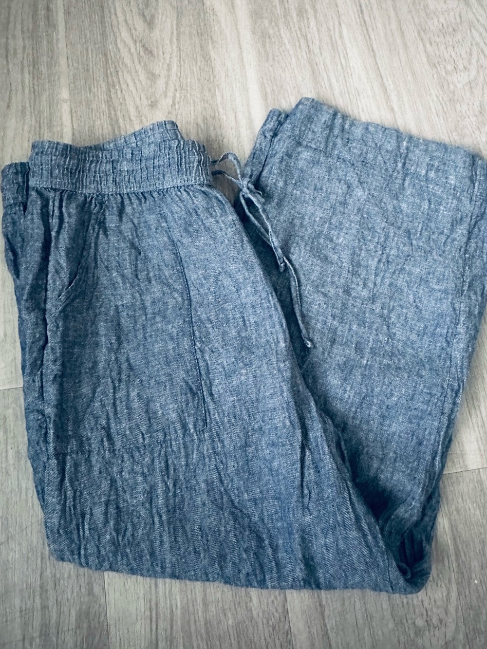 Sigrid Olsen Linen Wide Leg Pants chambray